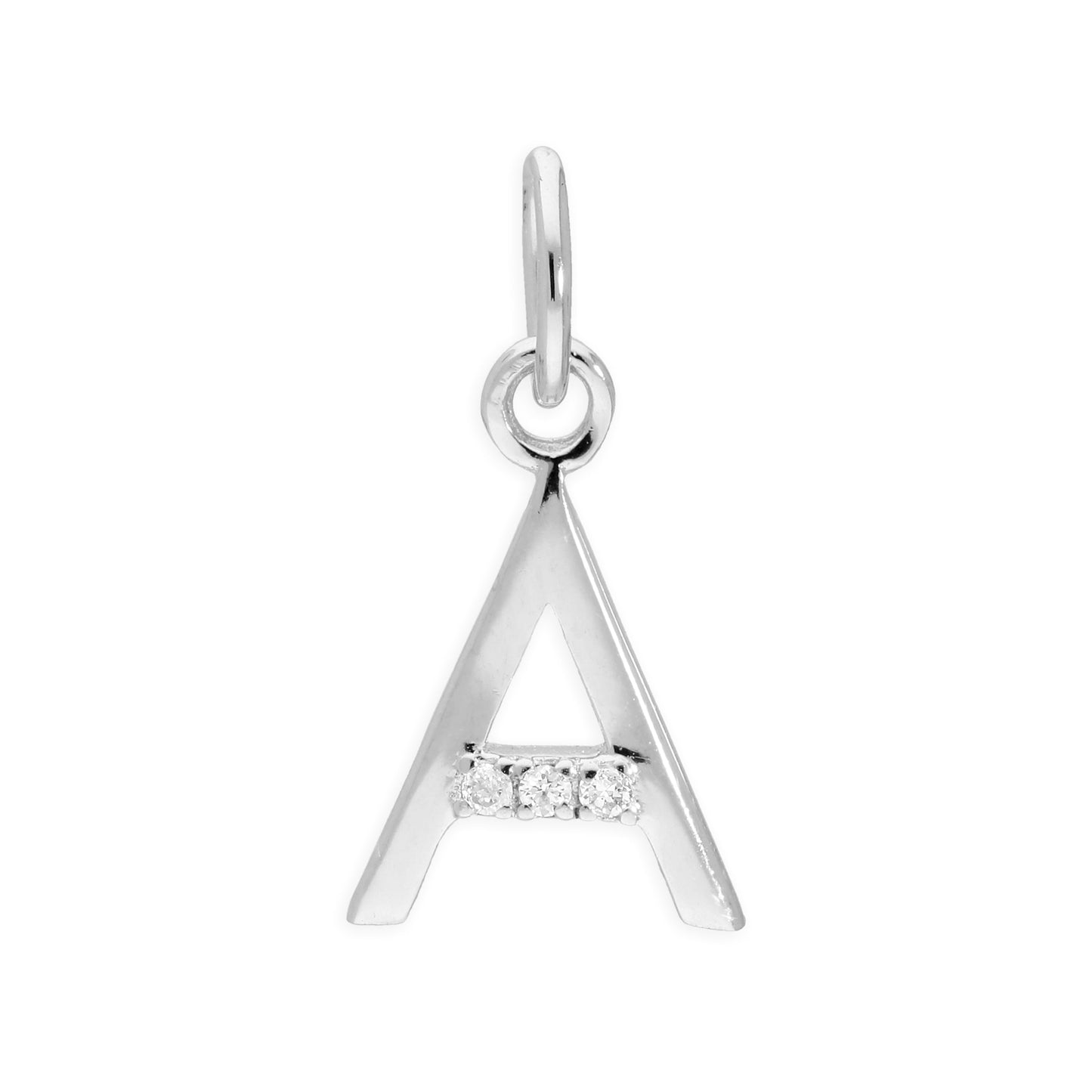 Pendentif lettre de l'alphabet A à Z en argent sterling et triple diamant 1,2 pt