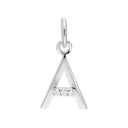 Pendentif lettre de l'alphabet A à Z en argent sterling et triple diamant 1,2 pt
