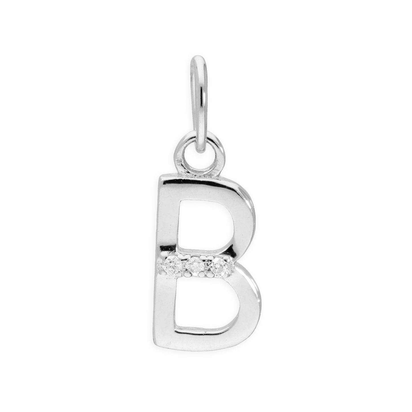 Pendentif lettre de l'alphabet A à Z en argent sterling et triple diamant 1,2 pt