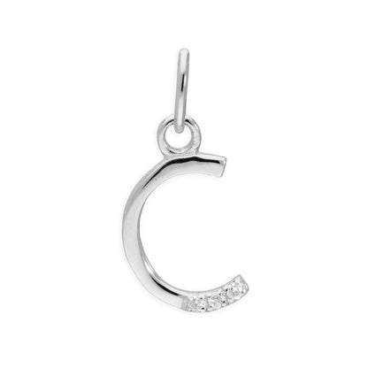 Pendentif lettre de l'alphabet A à Z en argent sterling et triple diamant 1,2 pt