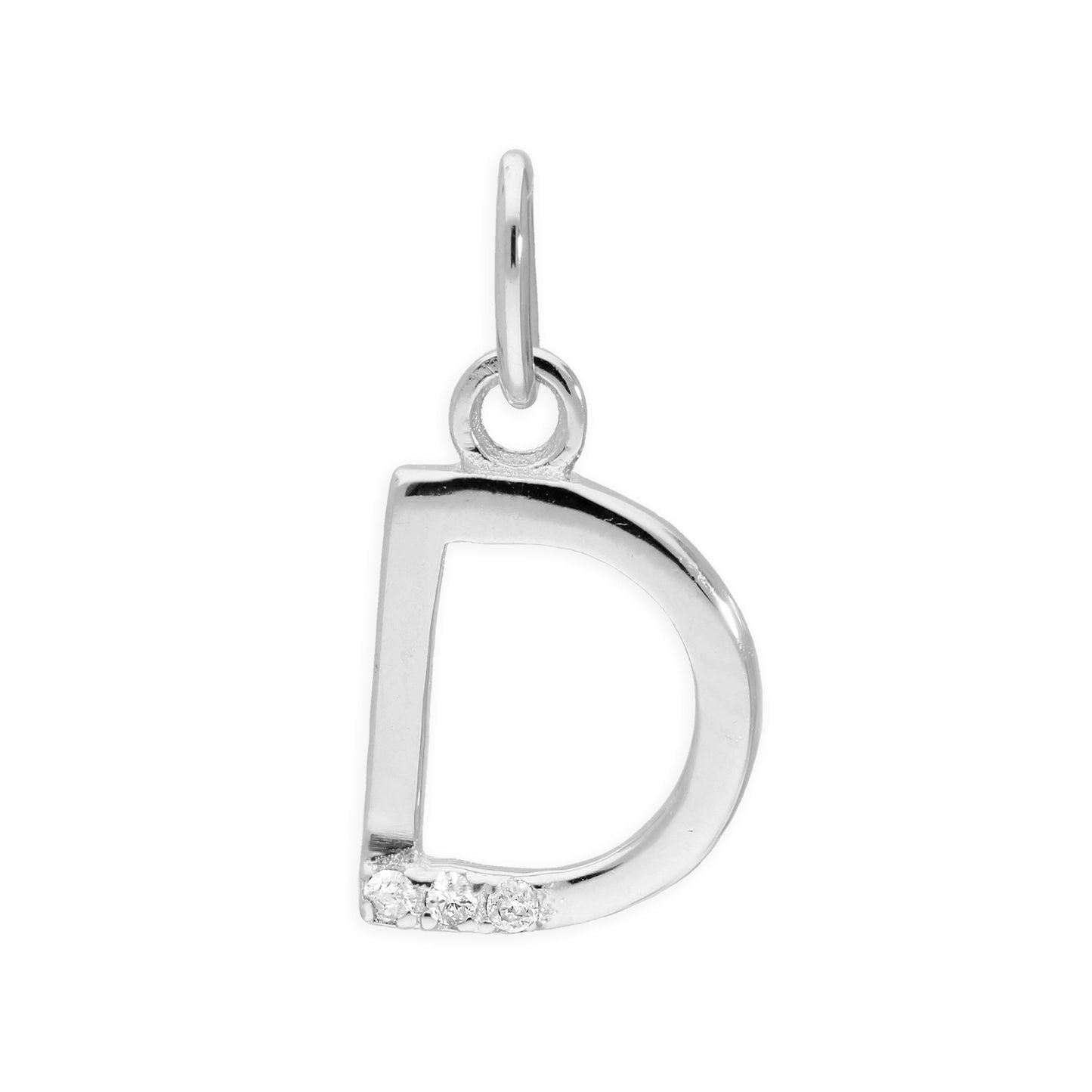 Pendentif lettre de l'alphabet A à Z en argent sterling et triple diamant 1,2 pt