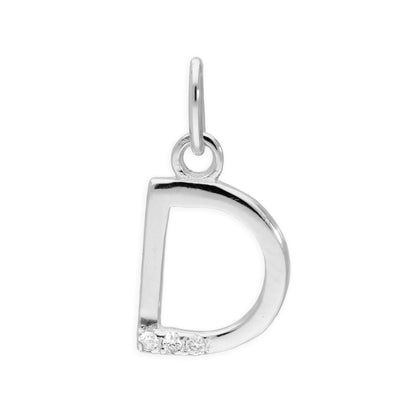 Pendentif lettre de l'alphabet A à Z en argent sterling et triple diamant 1,2 pt