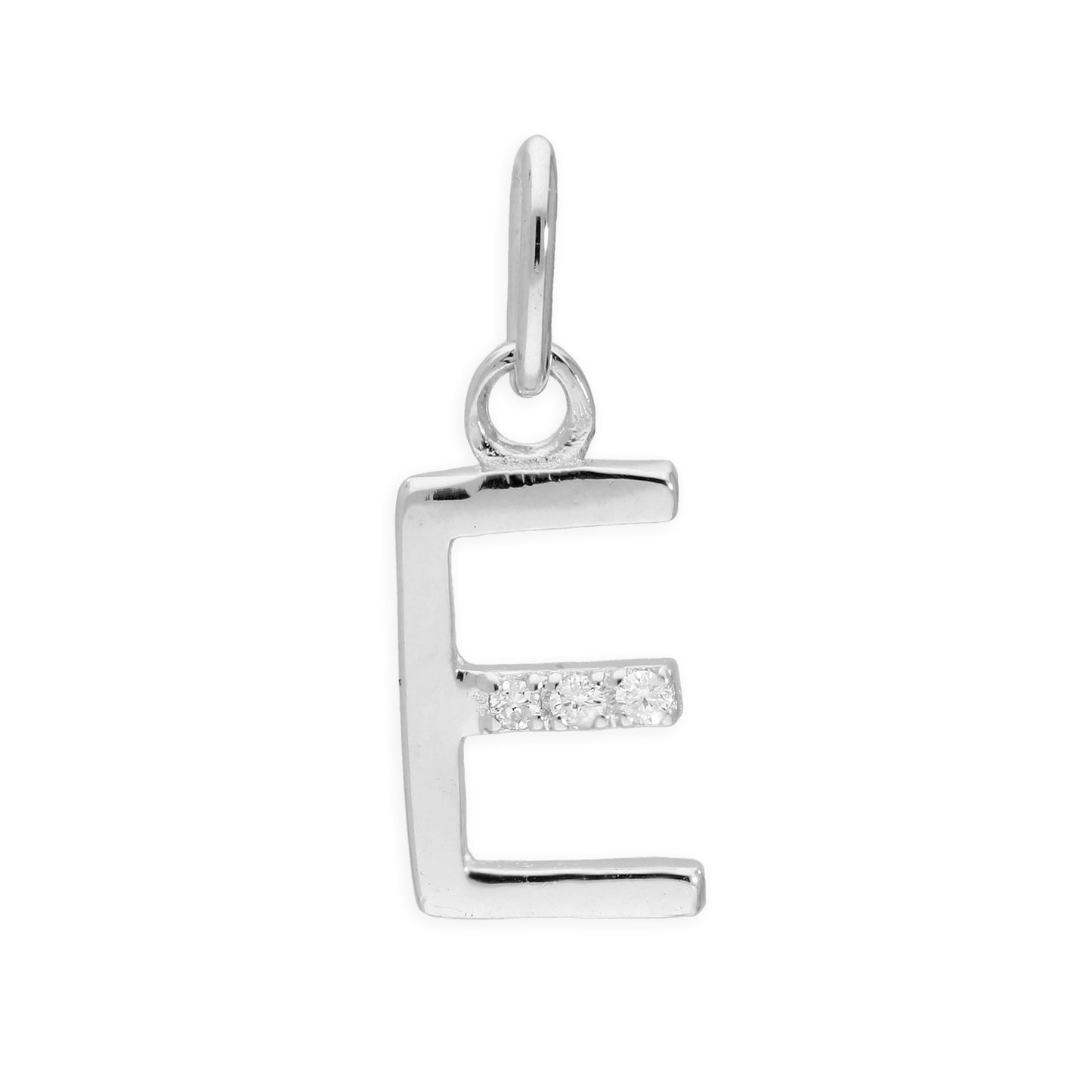 Pendentif lettre de l'alphabet A à Z en argent sterling et triple diamant 1,2 pt