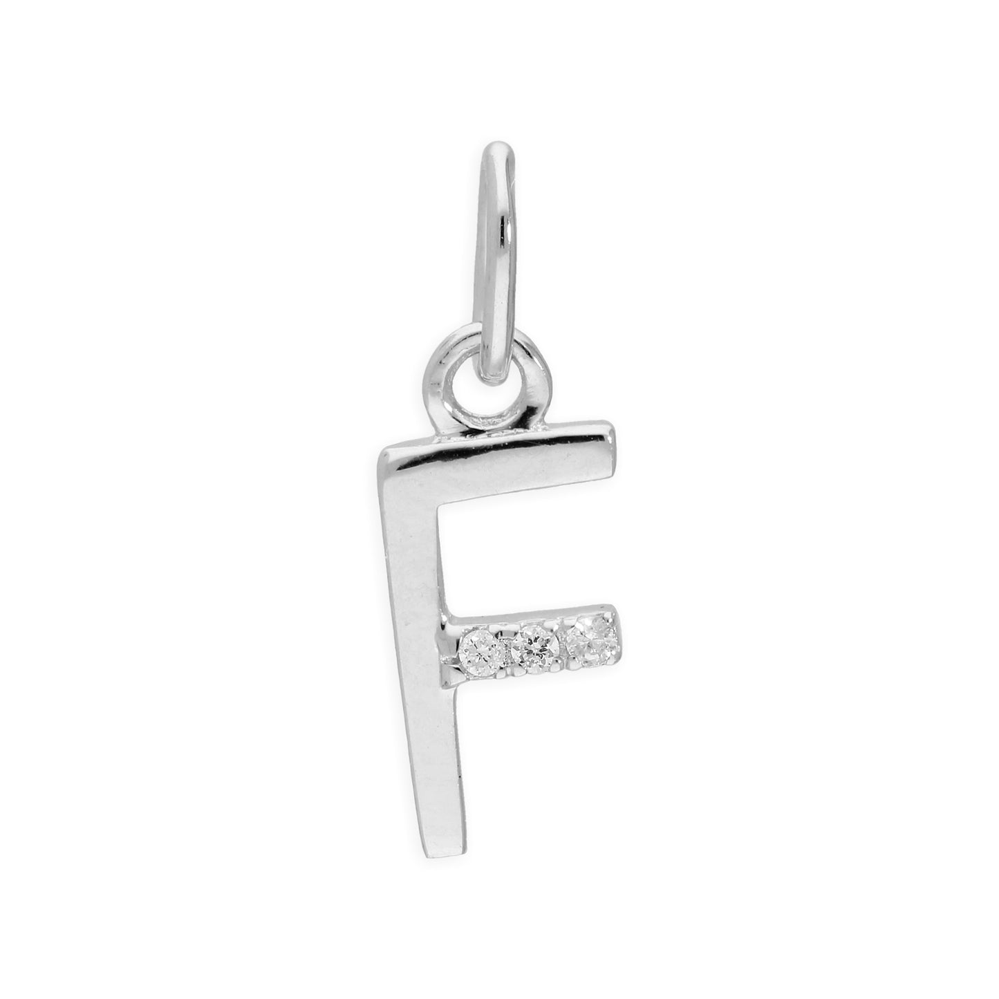 Pendentif lettre de l'alphabet A à Z en argent sterling et triple diamant 1,2 pt