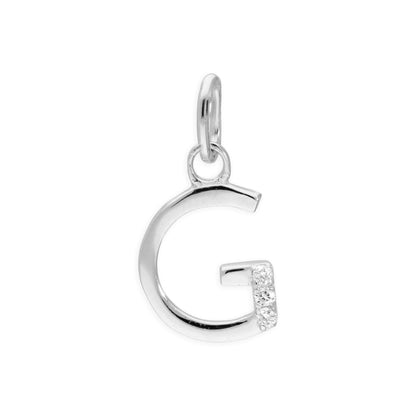 Pendentif lettre de l'alphabet A à Z en argent sterling et triple diamant 1,2 pt