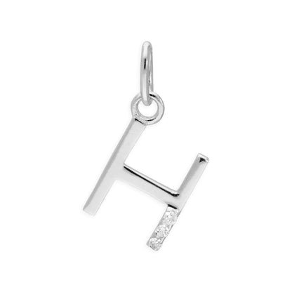 Pendentif lettre de l'alphabet A à Z en argent sterling et triple diamant 1,2 pt