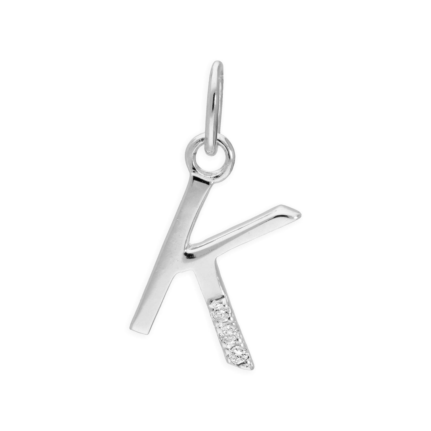 Pendentif lettre de l'alphabet A à Z en argent sterling et triple diamant 1,2 pt