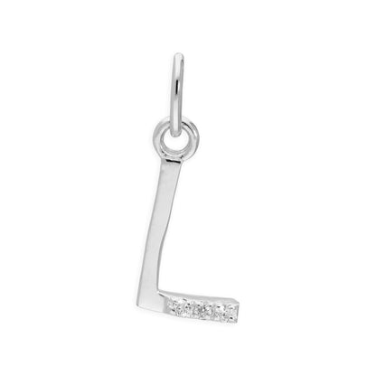 Pendentif lettre de l'alphabet A à Z en argent sterling et triple diamant 1,2 pt