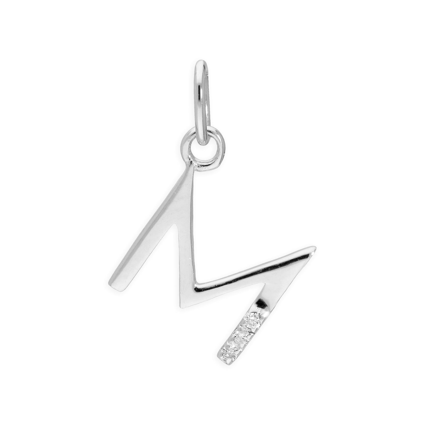 Pendentif lettre de l'alphabet A à Z en argent sterling et triple diamant 1,2 pt