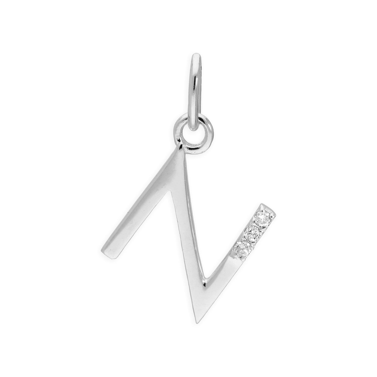 Pendentif lettre de l'alphabet A à Z en argent sterling et triple diamant 1,2 pt