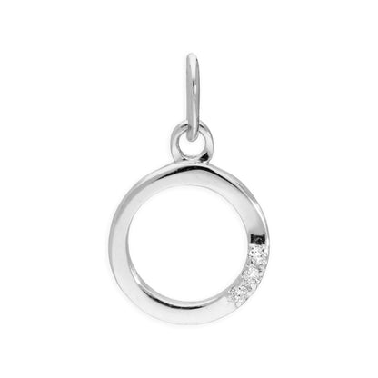 Pendentif lettre de l'alphabet A à Z en argent sterling et triple diamant 1,2 pt