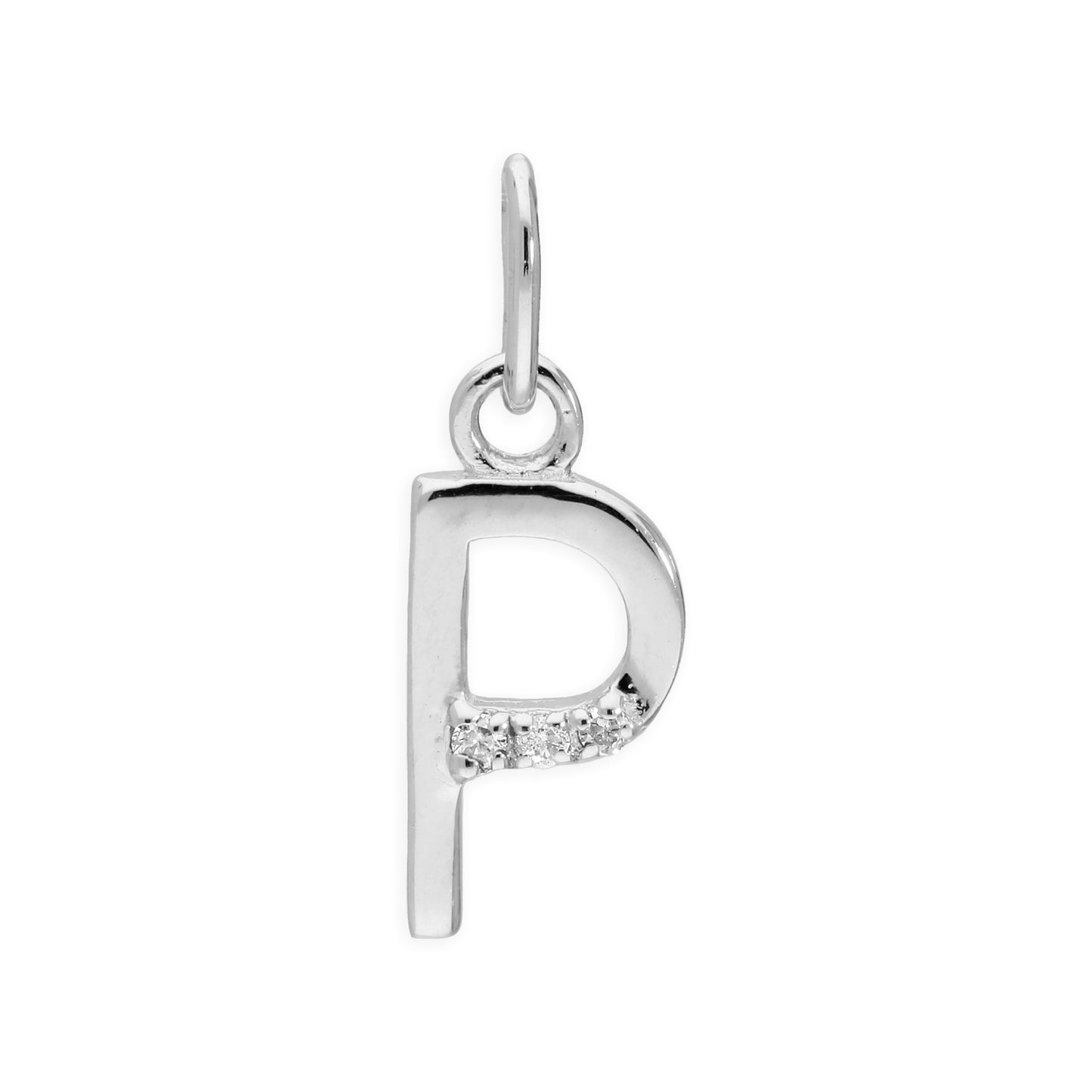 Pendentif lettre de l'alphabet A à Z en argent sterling et triple diamant 1,2 pt