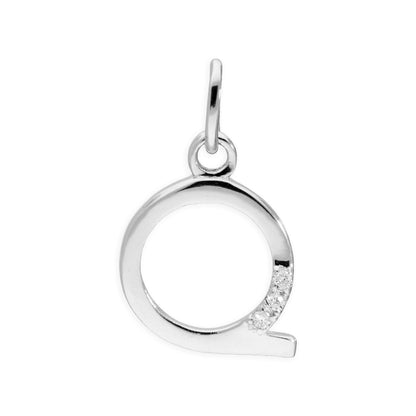 Pendentif lettre de l'alphabet A à Z en argent sterling et triple diamant 1,2 pt