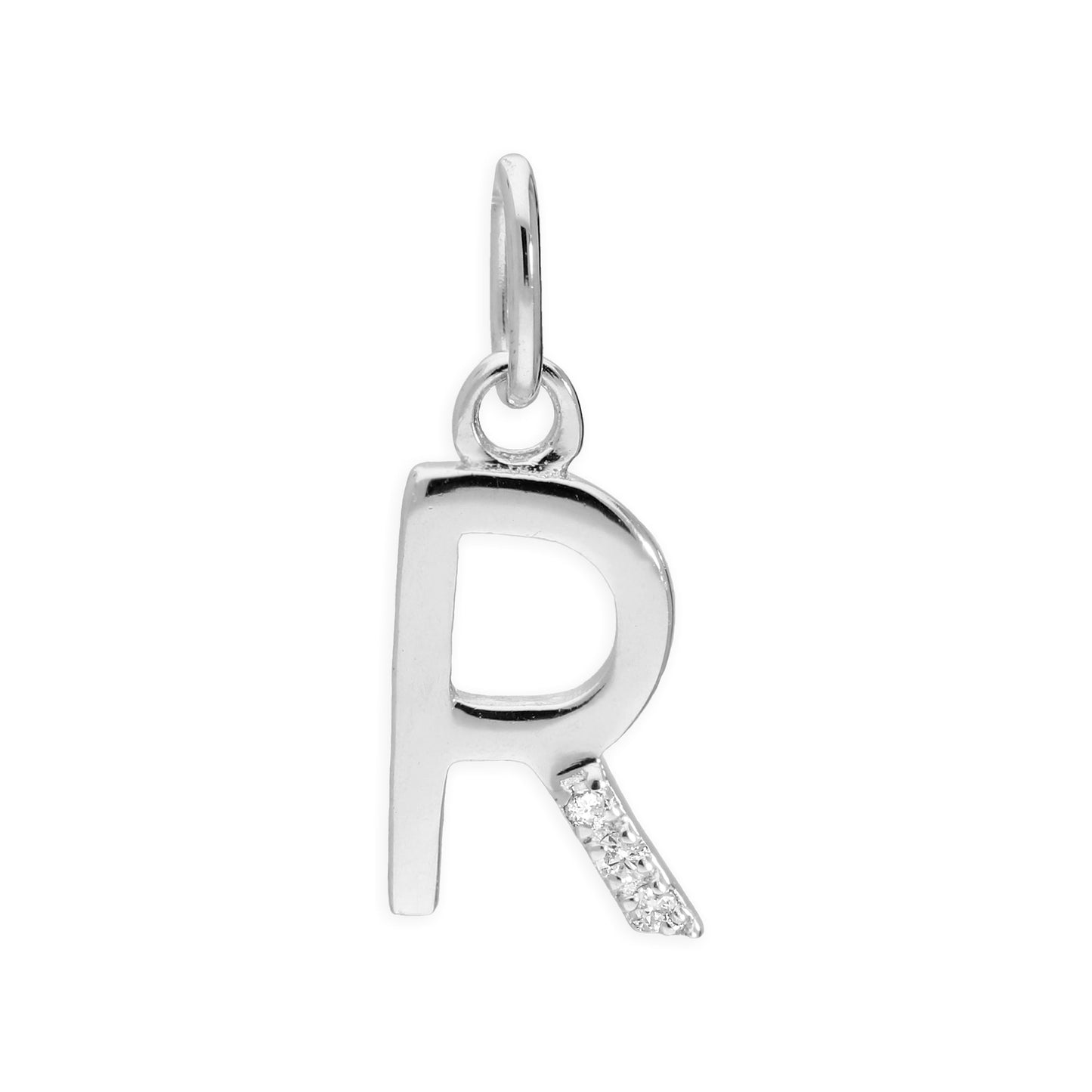 Pendentif lettre de l'alphabet A à Z en argent sterling et triple diamant 1,2 pt