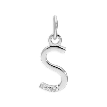 Pendentif lettre de l'alphabet A à Z en argent sterling et triple diamant 1,2 pt