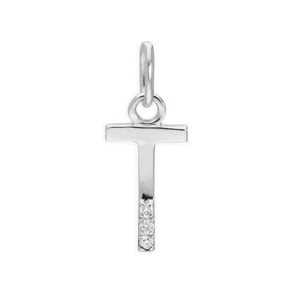 Pendentif lettre de l'alphabet A à Z en argent sterling et triple diamant 1,2 pt