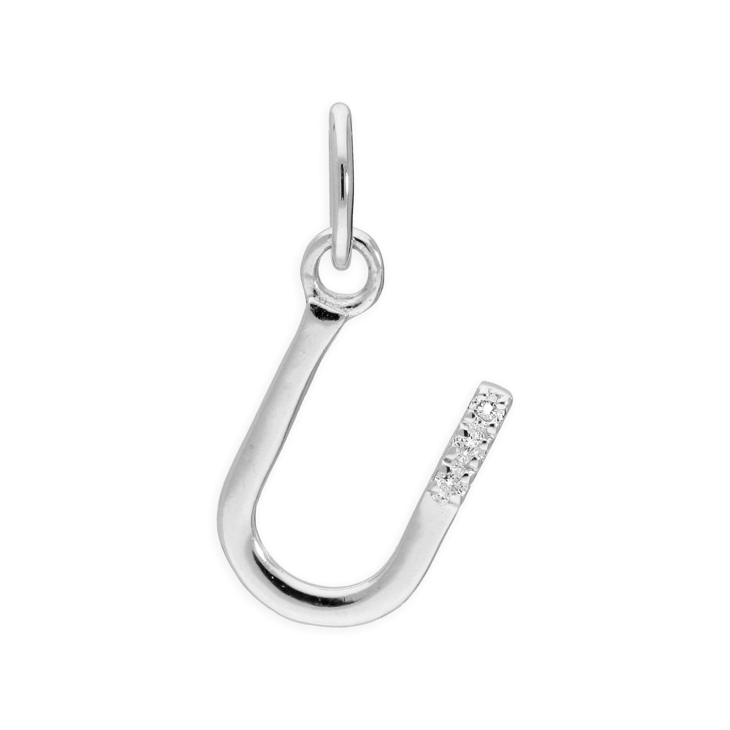 Pendentif lettre de l'alphabet A à Z en argent sterling et triple diamant 1,2 pt