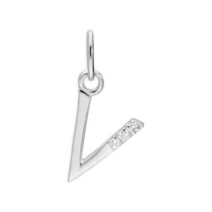Pendentif lettre de l'alphabet A à Z en argent sterling et triple diamant 1,2 pt