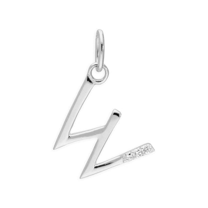 Pendentif lettre de l'alphabet A à Z en argent sterling et triple diamant 1,2 pt