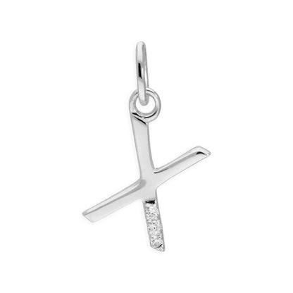 Pendentif lettre de l'alphabet A à Z en argent sterling et triple diamant 1,2 pt