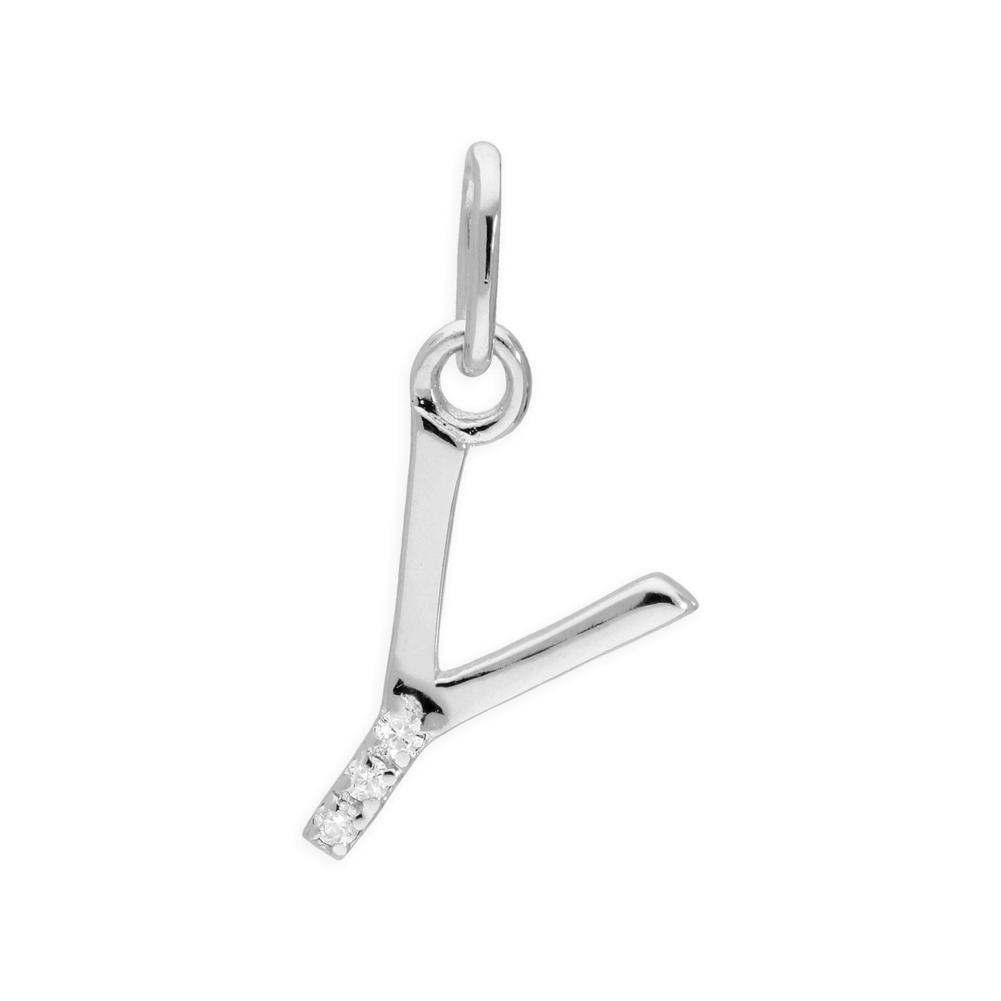 Pendentif lettre de l'alphabet A à Z en argent sterling et triple diamant 1,2 pt