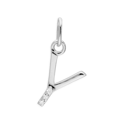 Pendentif lettre de l'alphabet A à Z en argent sterling et triple diamant 1,2 pt