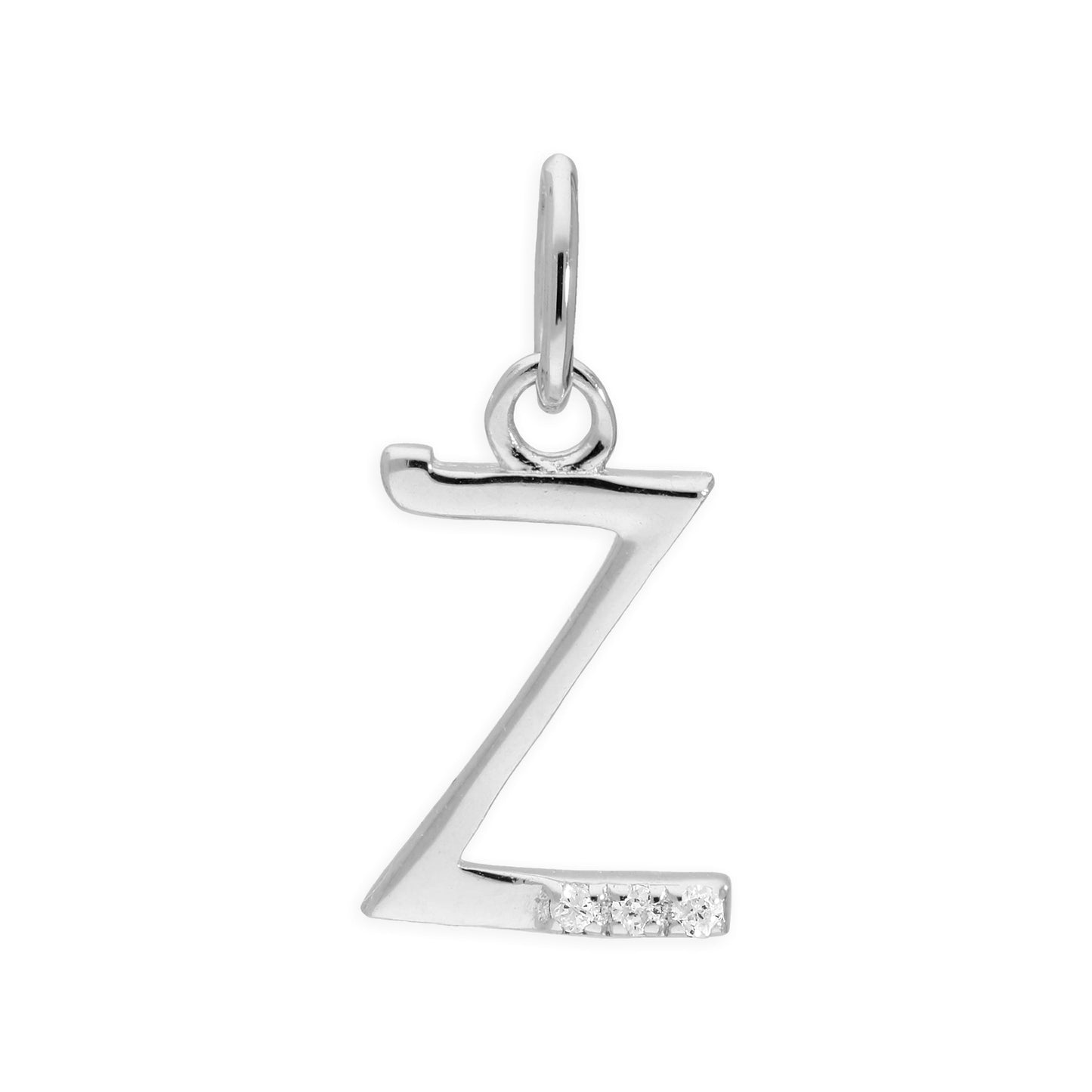 Pendentif lettre de l'alphabet A à Z en argent sterling et triple diamant 1,2 pt