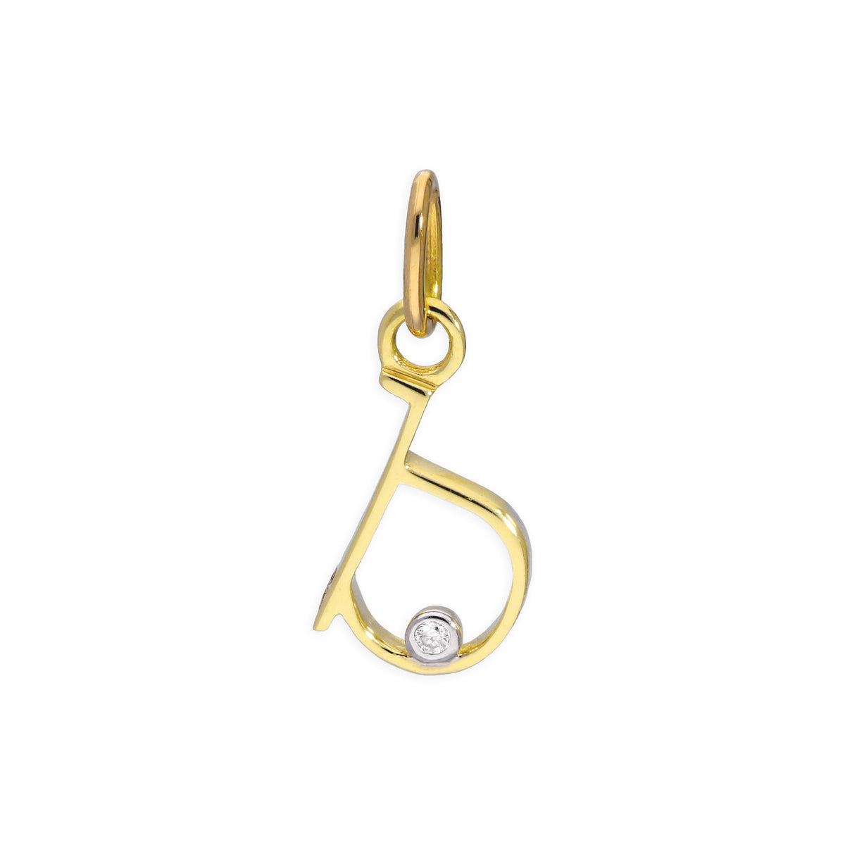 Pendentif lettre de l'alphabet A à Z en or jaune 9 carats et diamants 0,4 pt