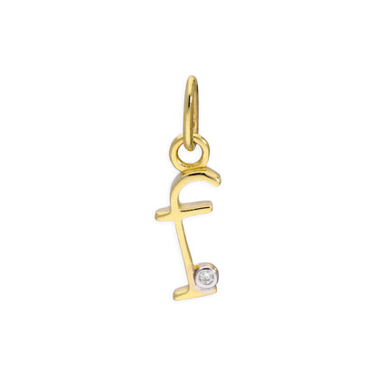 Pendentif lettre de l'alphabet A à Z en or jaune 9 carats et diamants 0,4 pt