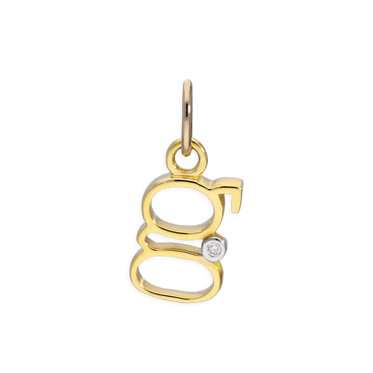 Pendentif lettre de l'alphabet A à Z en or jaune 9 carats et diamants 0,4 pt