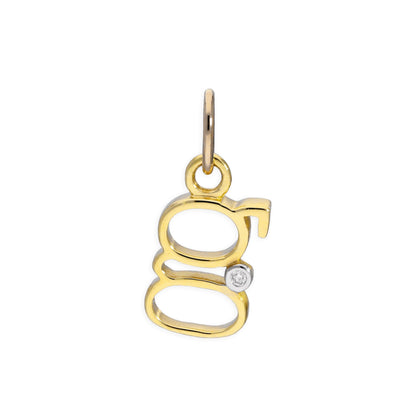 Pendentif lettre de l'alphabet A à Z en or jaune 9 carats et diamants 0,4 pt