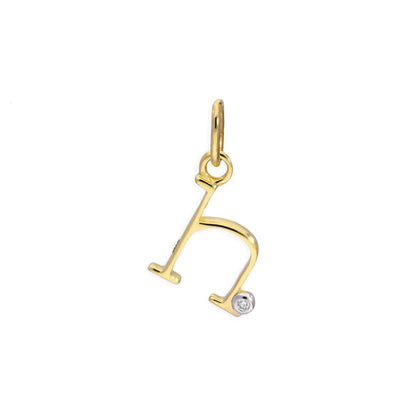 Pendentif lettre de l'alphabet A à Z en or jaune 9 carats et diamants 0,4 pt
