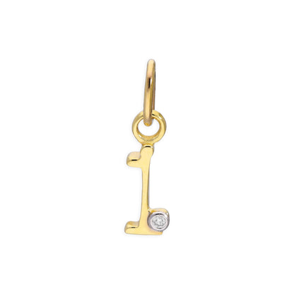 Pendentif lettre de l'alphabet A à Z en or jaune 9 carats et diamants 0,4 pt