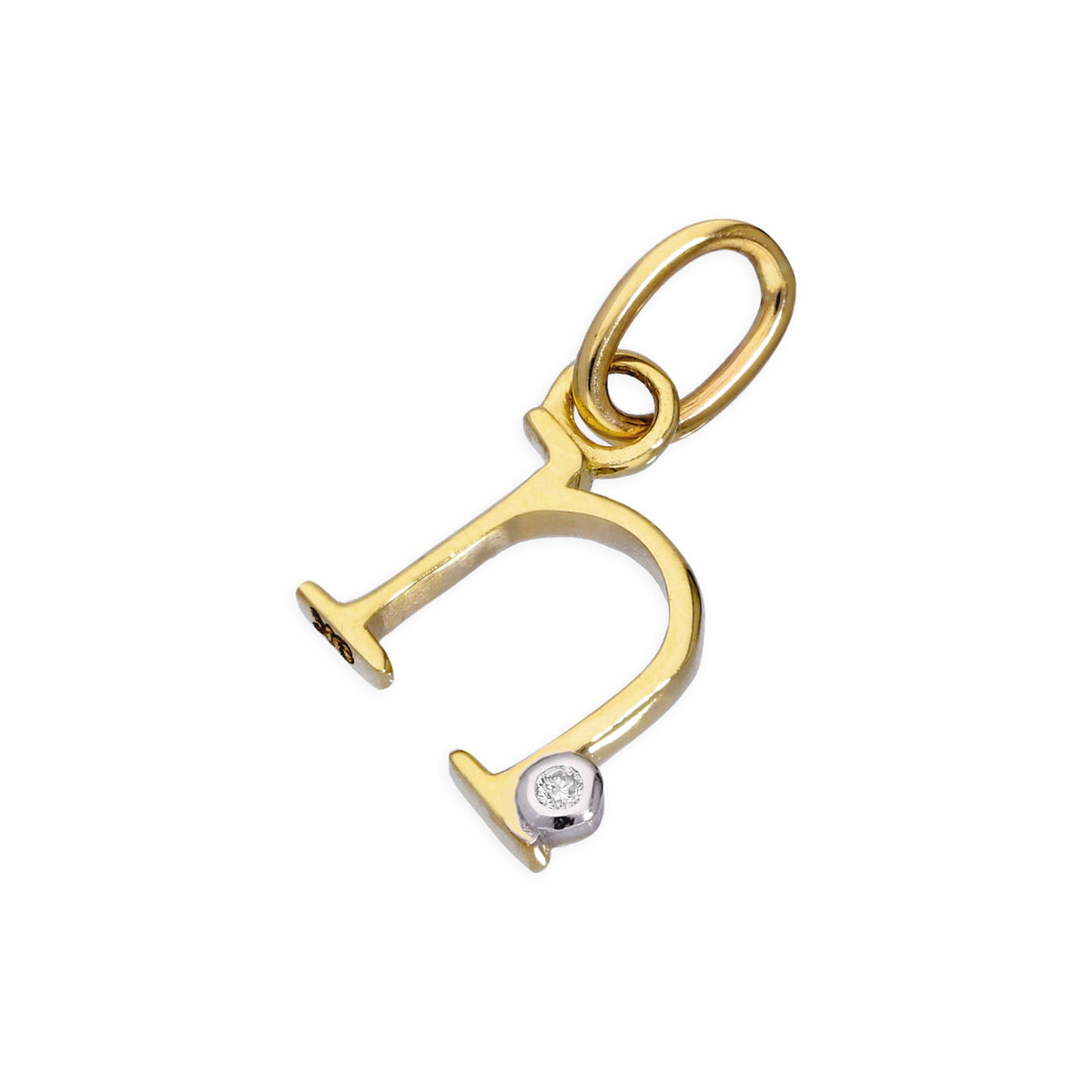 Pendentif lettre de l'alphabet A à Z en or jaune 9 carats et diamants 0,4 pt