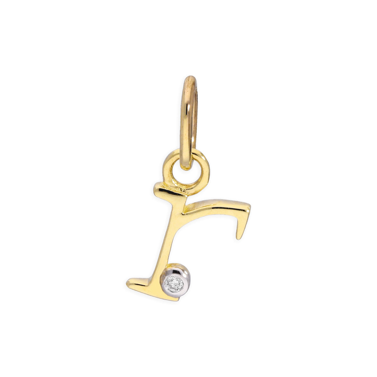 Pendentif lettre de l'alphabet A à Z en or jaune 9 carats et diamants 0,4 pt