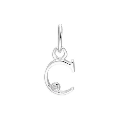 Pendentif en argent sterling avec lettres de l'alphabet A à Z et diamants de 0,4 pt