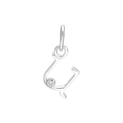 Pendentif en argent sterling avec lettres de l'alphabet A à Z et diamants de 0,4 pt
