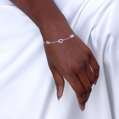 Bracelet cœur en argent sterling pour maman