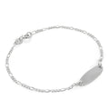 Bracelet en argent sterling avec plaque d'identification gravable et chaîne Figaro de 18 cm