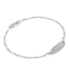 Bracelet en argent sterling avec plaque d'identification gravable et chaîne Figaro de 18 cm