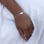 Bracelet en argent sterling avec plaque d'identification gravable et chaîne Figaro de 18 cm