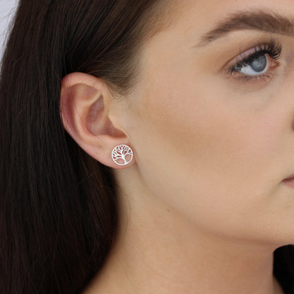Boucles d'oreilles à tige en argent sterling Arbre de vie