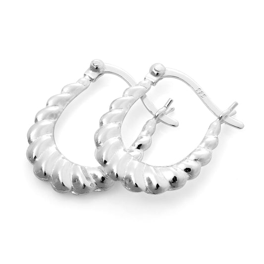 Boucles d'oreilles créoles torsadées en argent sterling massif