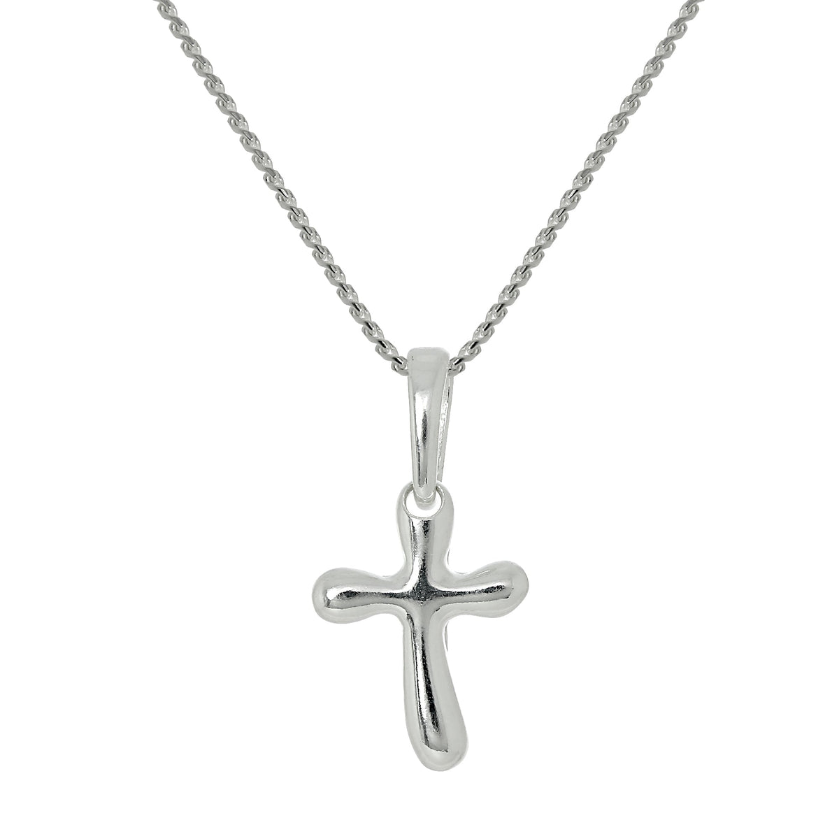 Collier avec pendentif croix arrondie en argent sterling de 40 à 55 cm