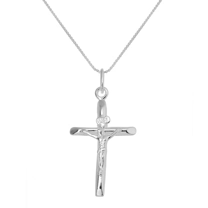 Grand collier avec pendentif en forme de croix crucifix en argent sterling de 40 à 55 cm