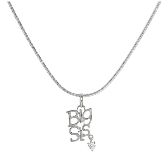 Pendentif Big Sis en argent sterling avec cœur en cristal CZ sur chaîne de 40 à 61 cm