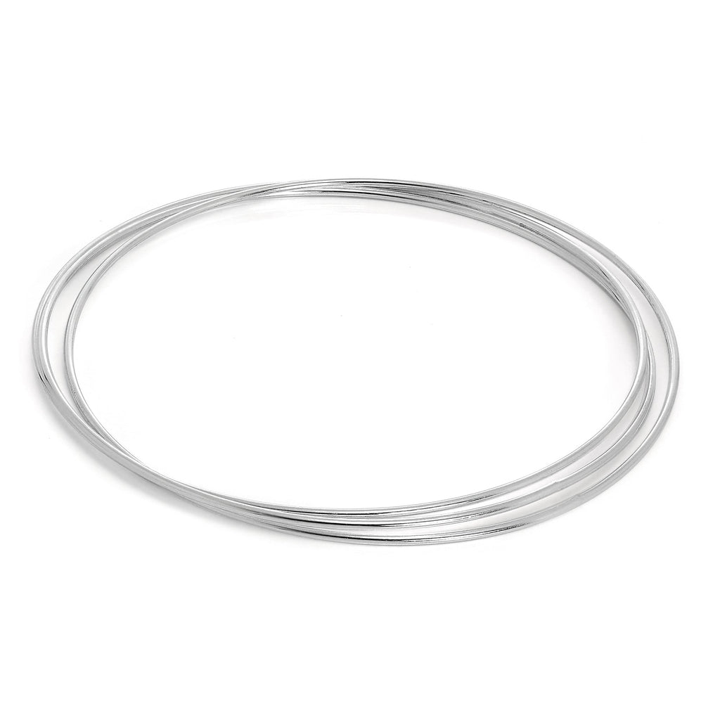 Bracelet jonc triple russe en argent sterling, taille jeune fille