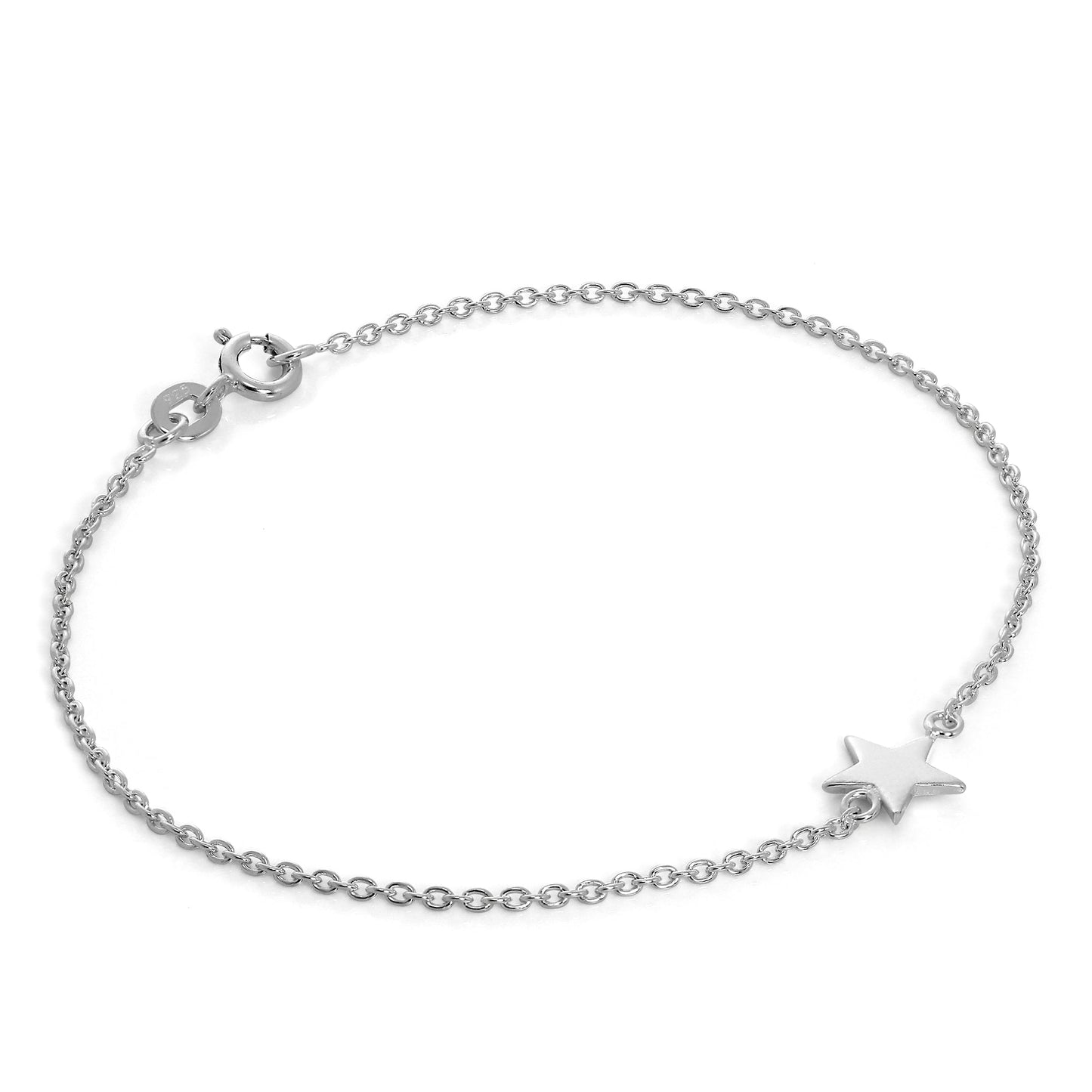 Bracelet chaîne Belcher étoile en argent sterling fin