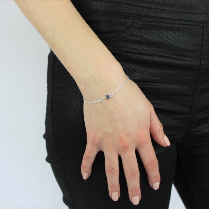 Bracelet chaîne Belcher étoile en argent sterling fin