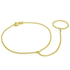 Bracelet chaîne en argent sterling plaqué or avec anneau Belcher